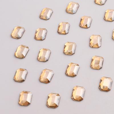 China Wholesales Eco-Friendly High Quality Emerald Cut Shapes Champagne Colors Non-Hotfix Rhinestones Fancy Fatback Craft For Nail Art Decoration for sale