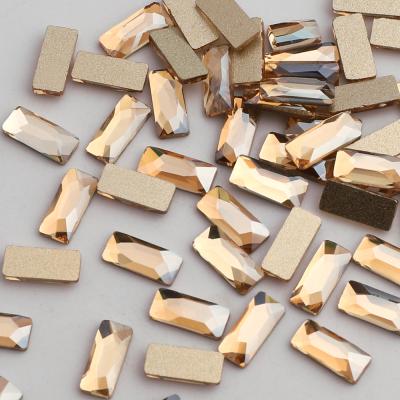 China Wholesales High Quality Eco-friendly Rectangle Shapes Champagne Colors Non-Hotfix Rhinestones Fancy Fatback Craft For Nail Art Decoration for sale