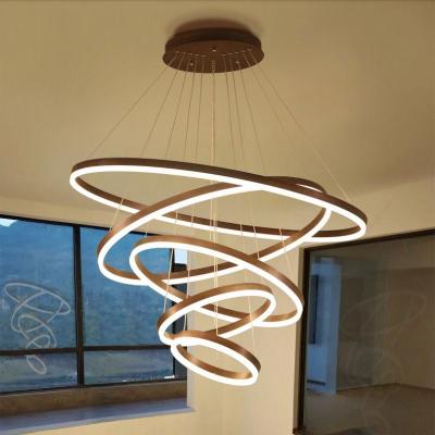 China Modern Gold Circular Chandeliers Stainless Steel C Chandelier Luxury Gold 40cm Pendant Lights for sale