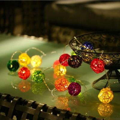 China Outdoor Indoor Colorful Patio String Fairy Rope AC Powered Rattan Ball String Christmas LED Light 4m Holiday 5m 10m for sale