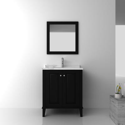 China Armoires de baño de madera de pie negro / juegos de muebles de baño en venta