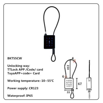 China Bluetooth WiFi Smart Padlock Outdoor With Stainless Steel Cable Shackle For Courtycard for sale