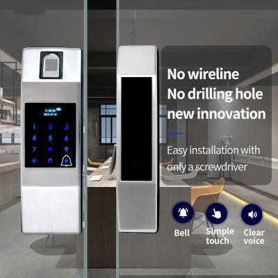 China Zinc de aleación FPC huella digital cerradura de puerta inteligente puerta corredera de oficina en venta