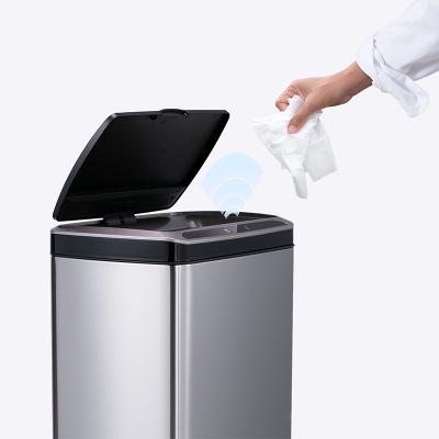 China 13 Gallon Automatic Sensor Trash Can Smart Chrome Household 50L Sustainable Touchless Trash Cans Trash Can for sale