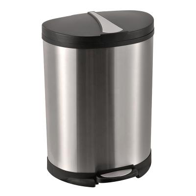 China Household Office Metal Trash Can 50l Foot Pedal Waste Bin Stainless Steel Stocked Home Trash Can for sale