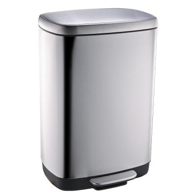 China Household Office Pedal Bins 30L/50L Stainless Steel Trash Bin Kitchen Foot Stored Home Waste Bin for sale