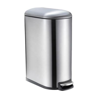 China 2021 Sustainable Household Stainless Steel Step Trash Can 40L Foot Pedal Waste Bin Kick Waste Can Pedal Trash Cans for sale