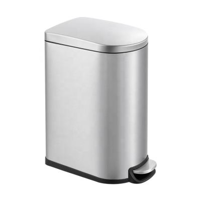 China 2021 Sustainable Steps Trash Can With Soft-end Lid Stainless Steel Cover 40L Waste Bin Foot Pedal Trash Can for sale