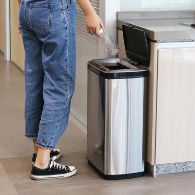 China Stainless Steel Auto Sensing Trash Can Sensor Bin Sustainable Automatic Bag 50L 13 Gallon Change Trash Can for sale