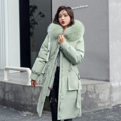 China Detachable Coating Anti-wrinkle Cotton-long Padded Jacket Women's Parkas Slim Thick Coat With Fur Hood For Women for sale