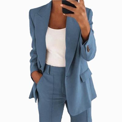 China Solid Casual Lady Wear Business Office Lady Autumn Women Log Track Suit Anti-Wrinkle Custom Office Suit for sale