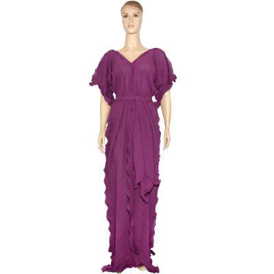 China One Piece Chiffon One Piece Waist Anti-Static Pleated Ruffled Purple Dress Pleated Dress Woman Clothing Pleated Dress for sale