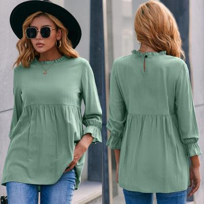 China Anti-pilling Shirt Designer Loose Casual Shirts Around Neck Shirt Women Top for sale