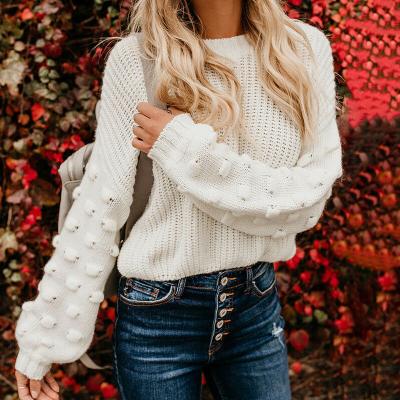 China Fashion Breathable Thickened Loose Mohair Puff Sleeve Knitted Pullover Thick Sweater Crop Sweaters Women Crop Sweaters for sale