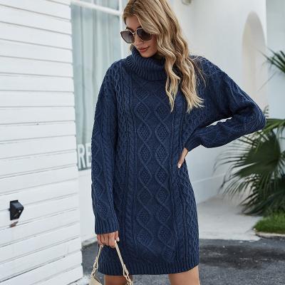 China Breathable Loose Long Knit Sweater Solid Color Knitwear Sweater Dress Wholesale Winter Sweater Dresses for sale