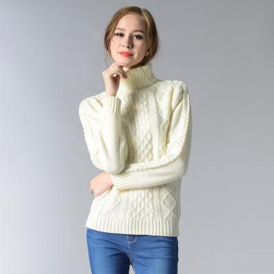 China Winter Fall Breathable Turtle Neck Knit Long Sleeve Sweater Soft Breathable Casual Sweater White Sweater for sale