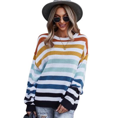 China Anti-wrinkle Women Loose Fit Long Sleeve Sweater Multi Color Knit Pullover Women's Knitted Sweater for sale