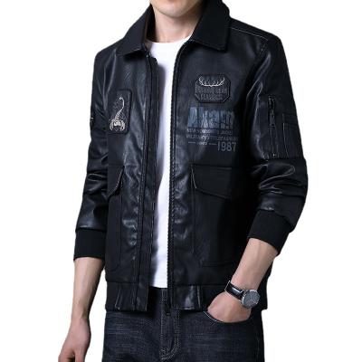 China New Style QUICK DRY Mens Biker Coat Plus Size Black PU Leather Jackets Black Leather Jacket for sale