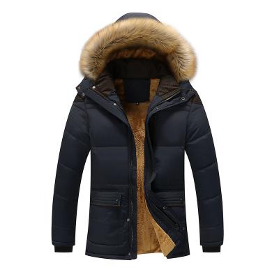 China Reversible Plush Coat Thick Padded Men's Mid Length Loose Padded Jacket With Fur Collar for sale