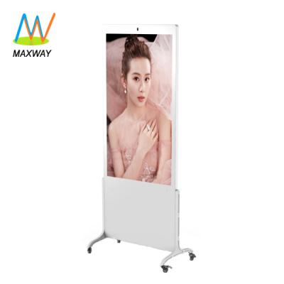 China Indoor Android Wifi 49 Inch Floor Stand Advertising Screen Digital Signage Player Kiosk White With Wheels for sale