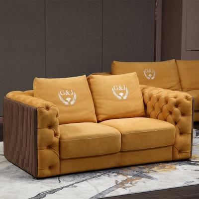 China Other Modern Design High End Living Room Set Velvet Leather Cover One Seat Loveseat Sofas for sale