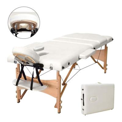 China Portable Lightweight Folding Massage Table Push Up Portable Convenient Wooden Legs Massage Table Spa Salon Beauty Furniture for sale