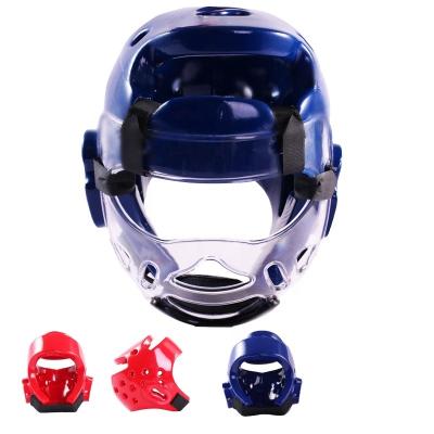 China PU Leather Red Blue Adult Children Women Men Fighting Muay Thai Boxing Headgear Muttahida Majlis-e-Amal Muay Karate Helmet Taekwondo Headgear Protector Guard for sale