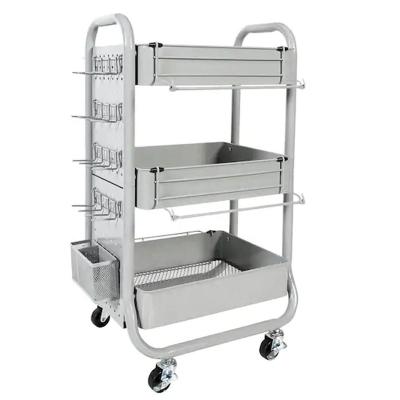 China Mesh Basket Design Mobile Home 3 Tiers Metal Rolling Storage Organizer Cart Cart for sale