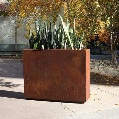 China CLASSIC laser cut square metal planter for corten steel flower pot for sale