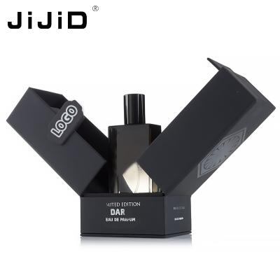 China Recycled Materials JiJiD Black Hard Paper Cosmetic Packaging Logo Empty Rigid Custom Bottle Box Perfume Cosmetic Box China Luxury Gift Perfume for sale