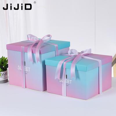 China Custom Wholesale Luxury Packaging JiJiD Recyclable Large Cake Paper Box Birthday Transparent Wedding Packaging For Pop Papers Guest Cakes Boxes for sale