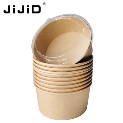 China JiJiD Disposable Disposable Take Out Wrapping Paper Salad Paper Bowl With Pet Lid Wrapping Paper Salad Bowl for sale