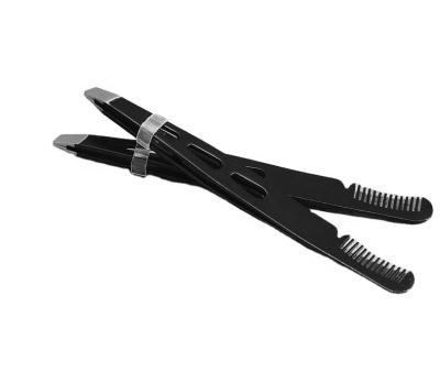 China Eyebrow Amazon Sells Black Stainless Steel Eyebrow Tweezers With Comb for sale