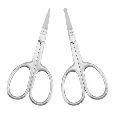 China 3Cr13 Right Handed Scissors Curved Eyebrow Clippers Round Nose Hair Scissors With Stainless Steel Handle for sale