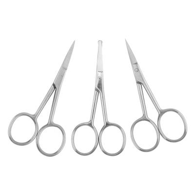 China Right Handed Scissors 3Cr13 Stainless Steel Mirror Light Nose Hair Scissors Manicure Scissors With Round Handle for sale