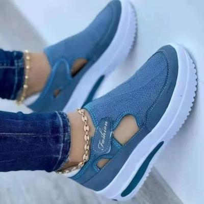 China Women's summer 2022 fashion trend platform sneakers new Mesh Wedge Casual Sport Shoes breathable plus size 43 slip woman no for sale