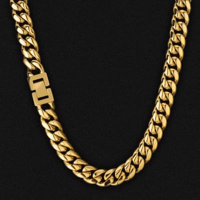 China Wholesale Hiphop Miami Chain Mens Stainless Steel Necklace Cuban Link Titanium Steel Necklace Jewelry for sale