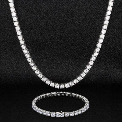 China Lead and Nickel Free 20 Inch 4mm Hip Hop Jewelry White Gold Diamond Bling Plated Tennis Iced Out Necklace CZ Chain for sale