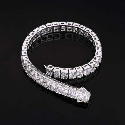 China Wholesale Hiphop Rhodium Plated 8mm Zircon 5A Mens Jewelry Wand Iced Out CZ Diamond Tennis Bracelet for sale