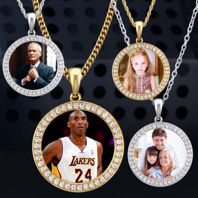 China CLASSIC CZ Diamond Round Bling Gold Pendent Picture Charm Pet Necklace Set With Pictures for sale