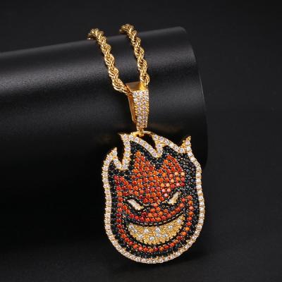 China CLASSIC Bilateral Cartoon Wheels Punk Fire Boy Flame Jewelry Rock Hitter Mens Womens Hip Hop Pendant Necklace for sale