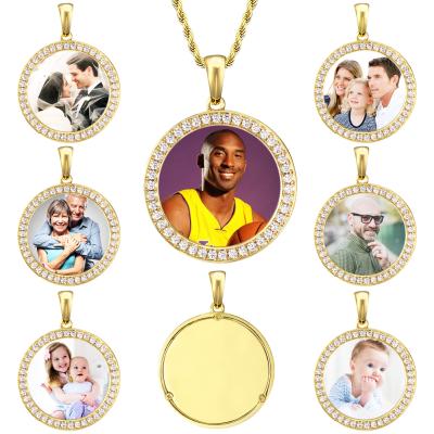 China CLASSIC Gold Plated Custom Metal Family Sublimation Zircon Picture Charm Pending Necklace For Photo for sale