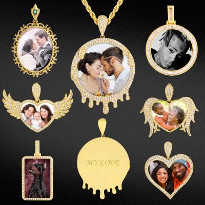 China Big CLASSIC Cheap Religious Family Diamond Different Shape 3d Printing Circle Photo Memory Pendant With Picture Inside for sale