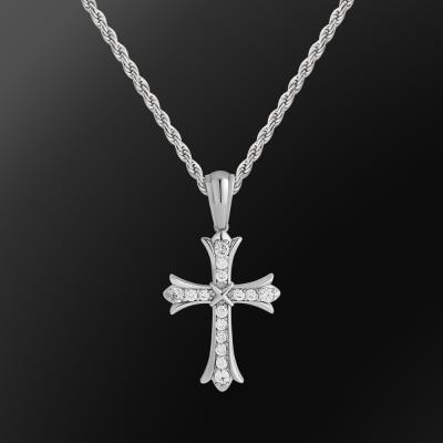 China CLASSIC 925 Sterling Silver Iced Out Zircon Cross Cross Charms Pendant Necklace For Men for sale