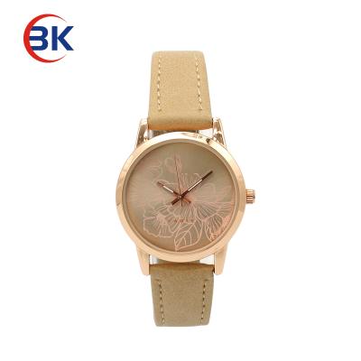 China Chronograph Private Label Watch Manufacturers Latest Floral Leather Girl's Hand Watch for sale