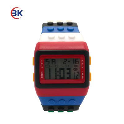 China Auto Date Colorful Rubber Big LED Screen Boys Watches Digital for sale