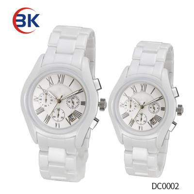 China Water Resistant Classic Diamond Ceramic Couple Watches Stainless Steel Case For Lover for sale