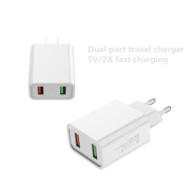 China Fire Retardant Wholesale Cheap Chargers Socket Adapter Universal USB Travel Wall Dual Port Charger Mobile Phone for sale