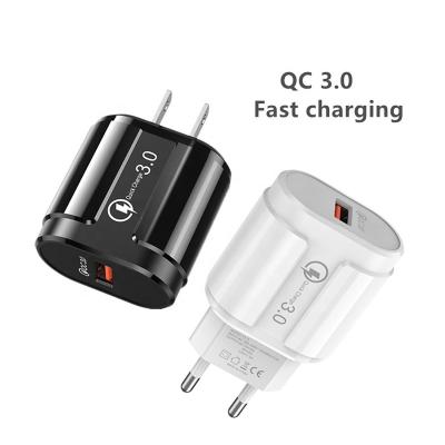 China Universal 18W QC 3.0 USB USA EU Fireproof Fast Charger Mobile Phone Chargers Fast Charging Android Phone Case Charger for sale