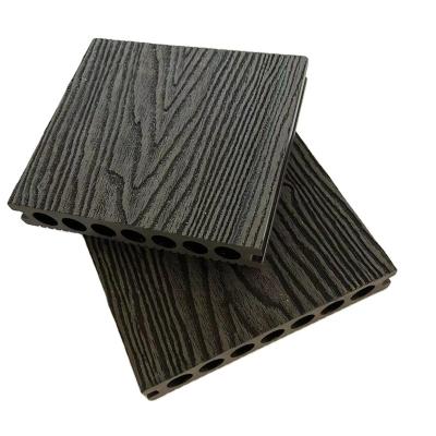 China Moisture proof online pressed flower and 3d wood embossing and plastic composite outdoor deck floor for sale